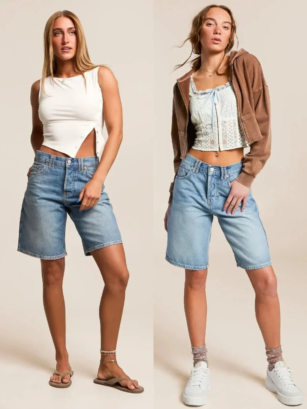 FREE PEOPLE Montana Short Long Denim Shorts Baggy Loose Bermuda Light Wash sz 27